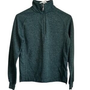 Jansport Men's Green Quarter-Zip Relaxed Fit Green Pull Over Size Small EUC